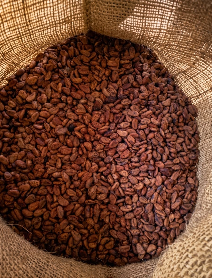 Grano seco de cacao Carenero Superior en saco de yute